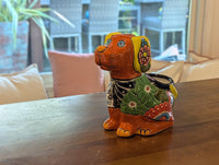 Talavera Dog Flower Pot for Outdoor Decor or Garden Decorations, Planter Pot is Handmade Mexican Pottery, great as Cute Dog Lover Gifts