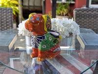 Talavera Dog Flower Pot for Outdoor Decor or Garden Decorations, Planter Pot is Handmade Mexican Pottery, great as Cute Dog Lover Gifts