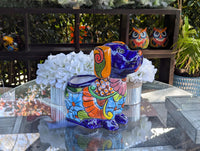 Talavera Dog Flower Pot for Outdoor Decor or Garden Decorations, Planter Pot is Handmade Mexican Pottery, great as Cute Dog Lover Gifts