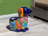 Talavera Dog Flower Pot for Outdoor Decor or Garden Decorations, Planter Pot is Handmade Mexican Pottery, great as Cute Dog Lover Gifts