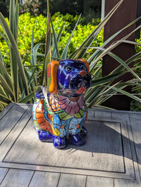 Talavera Dog Flower Pot for Outdoor Decor or Garden Decorations, Planter Pot is Handmade Mexican Pottery, great as Cute Dog Lover Gifts
