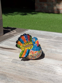 Talavera Turkey Flower Pot for Outdoor Decor or Garden Decorations, Planter Pot is Handmade Mexican Pottery, great as Turkey Lover Gifts