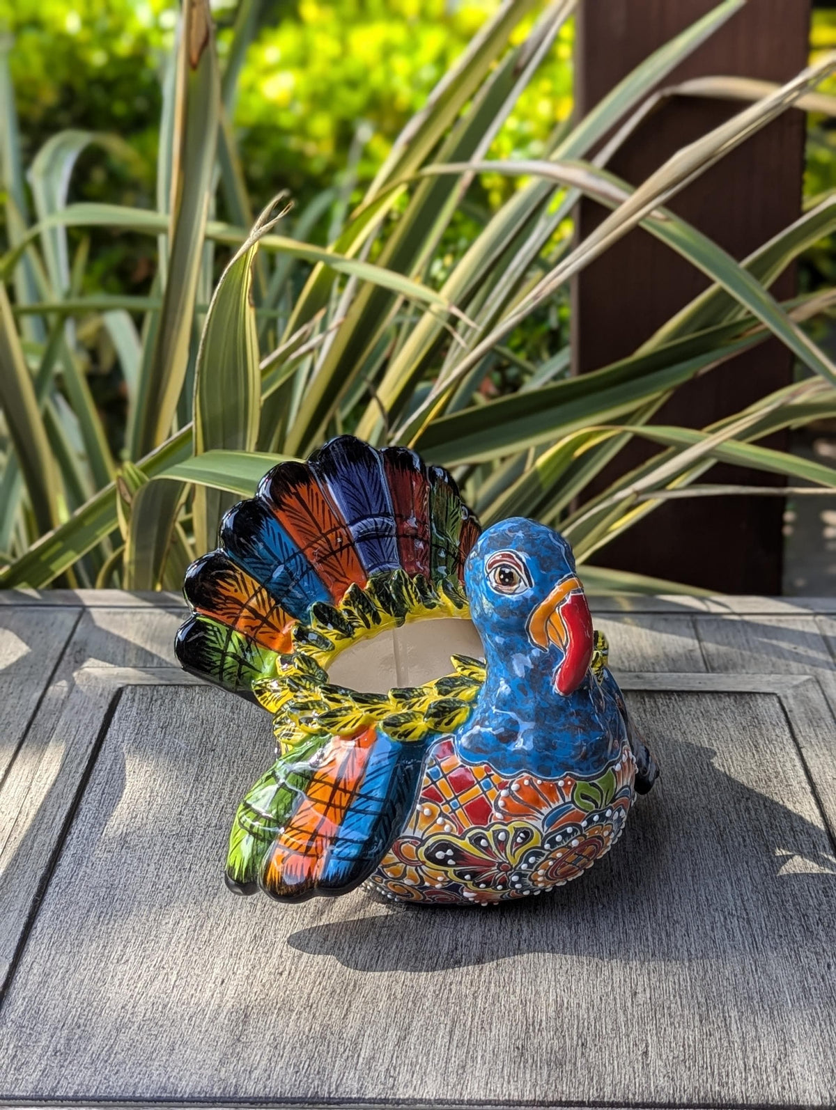 Talavera Turkey Flower Pot for Outdoor Decor or Garden Decorations, Planter Pot is Handmade Mexican Pottery, great as Turkey Lover Gifts