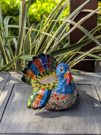Talavera Turkey Flower Pot for Outdoor Decor or Garden Decorations, Planter Pot is Handmade Mexican Pottery, great as Turkey Lover Gifts