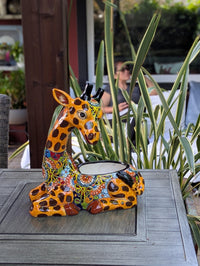 Talavera Giraffe Flower Pot for Outdoor Decor or Garden Decorations, Planter Pot is Handmade Mexican Pottery, great as Turkey Lover Gifts