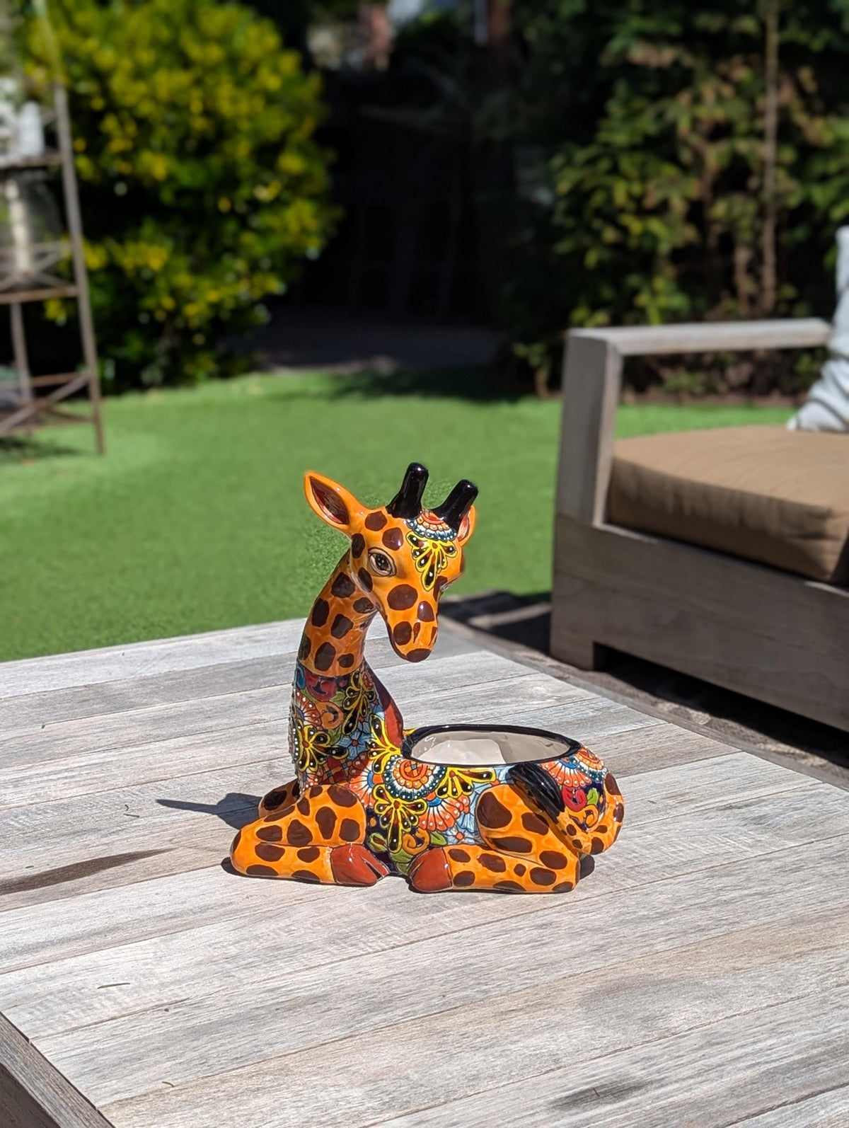 Talavera Giraffe Flower Pot for Outdoor Decor or Garden Decorations, Planter Pot is Handmade Mexican Pottery, great as Turkey Lover Gifts