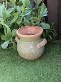 10.5 inch Round Soft Aqua Planter Ceramic Flower Pot | Handmade Mexican Pottery is Outdoor Garden Decor or Indoor Home Decor, Unique Gift