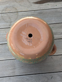 10.5 inch Round Soft Aqua Planter Ceramic Flower Pot | Handmade Mexican Pottery is Outdoor Garden Decor or Indoor Home Decor, Unique Gift