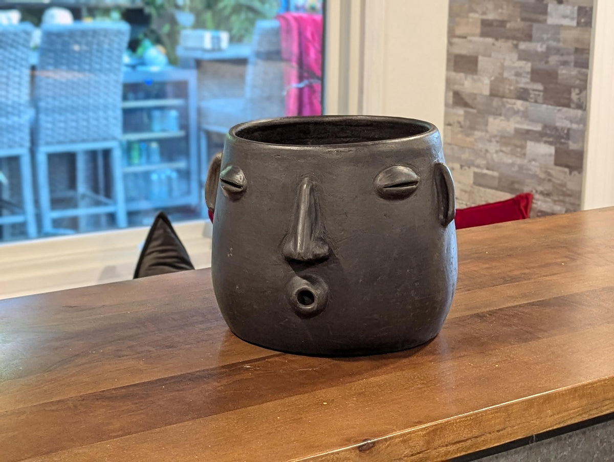 Clay Face Planter | "Whistler" Handmade Artisan Pottery from Atzompa, Mexico