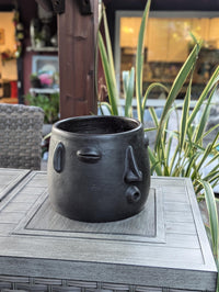 Big Face Whistler Planter Pot is Handmade Pottery of Atzompa, Mexico | Unique Plant Pot is Outdoor Garden Decor or Home Decor & Mexican Art