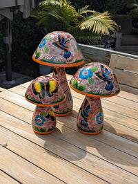 Mushroom Garden Decor | Set of 3 Handmade Ceramic Mexican Toadstools
