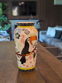 Toucan Ceramic Vase | Exquisite Handmade Talavera Mexican Pottery is a Decorative Toucan Floral Vase & Gorgeous Home Decor or Centerpiece