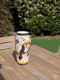 Toucan Ceramic Vase | Exquisite Handmade Talavera Mexican Pottery is a Decorative Toucan Floral Vase & Gorgeous Home Decor or Centerpiece