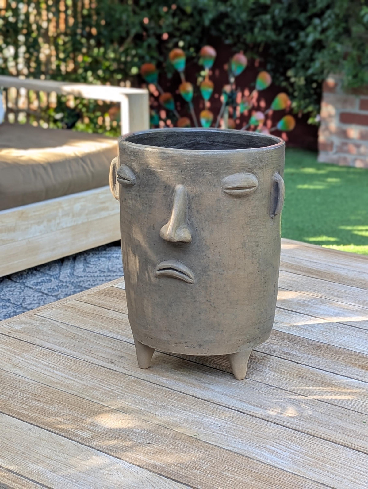 Sad Face Planter | Handmade Mexican Pottery | Artisan Flower Pot Home Decor