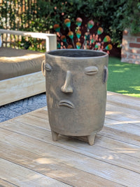 Sad Face Planter | Handmade Mexican Pottery | Artisan Flower Pot Home Decor