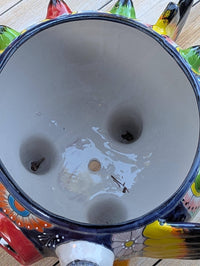 Blowfish Planter is Hand Painted Ceramic Talavera Mexican Pottery | Unique Planter Yard Art for Outdoor Garden Decor