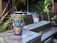 Ceramic Talavera Vase is Exquisite Handmade Mexican Pottery | Decorative &quot;Marisela&quot; Floral Vase is Gorgeous Home Decor & Centerpiece