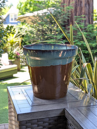 Handcrafted Ceramic Planter and Glazed Pot from Mexico – Green Oxide Aqua & Earth – Contemporary Outdoor Decor and Large Garden Plant Pot