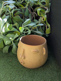 Big Face Whistler Planter Pot is Handmade Pottery of Atzompa, Mexico | Unique Plant Pot is Outdoor Garden Decor or Home Decor & Mexican Art