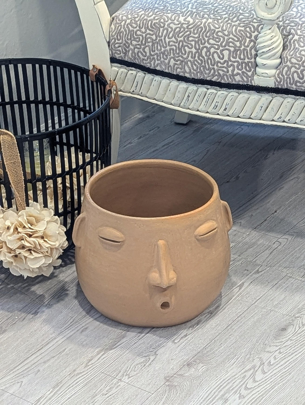 Big Face Whistler Planter Pot is Handmade Pottery of Atzompa, Mexico | Unique Plant Pot is Outdoor Garden Decor or Home Decor & Mexican Art