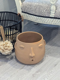 Big Face Whistler Planter Pot is Handmade Pottery of Atzompa, Mexico | Unique Plant Pot is Outdoor Garden Decor or Home Decor & Mexican Art