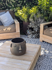 Big Face Whistler Planter Pot is Handmade Pottery of Atzompa, Mexico | Unique Plant Pot is Outdoor Garden Decor or Home Decor & Mexican Art,
