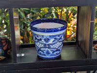 Blue & White Ceramic Planter | Exquisite Handmade Mexican Pottery to use as Outdoor Garden Decor, Indoor Home Decor, Flower Pot Centerpiece