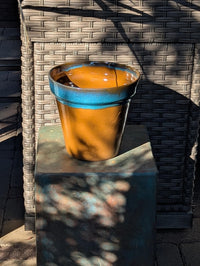 Handcrafted Mexican Ceramic Garden Planter: Aqua & Earth Glaze