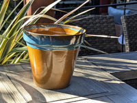 Handcrafted Mexican Ceramic Garden Planter: Aqua & Earth Glaze