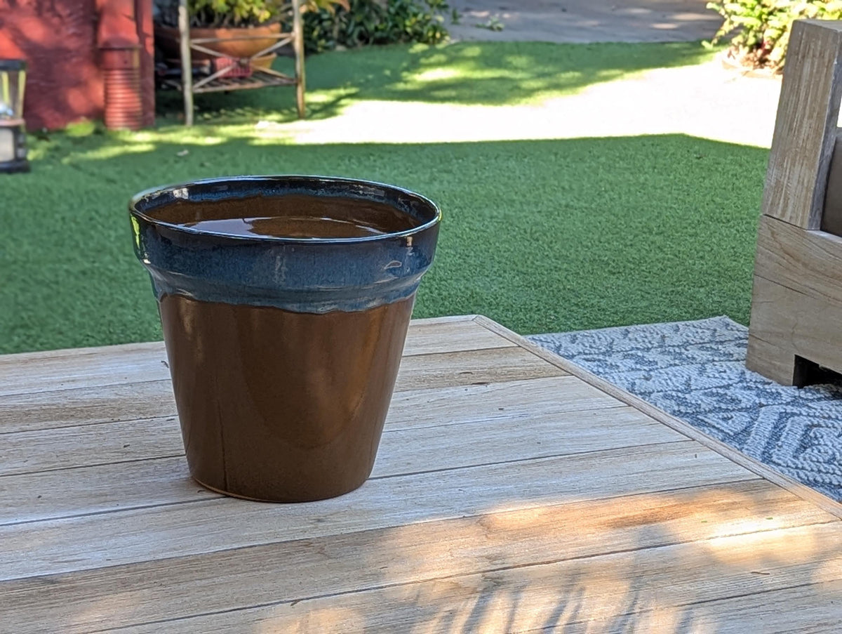 Handcrafted Mexican Ceramic Garden Planter: Aqua & Earth Glaze