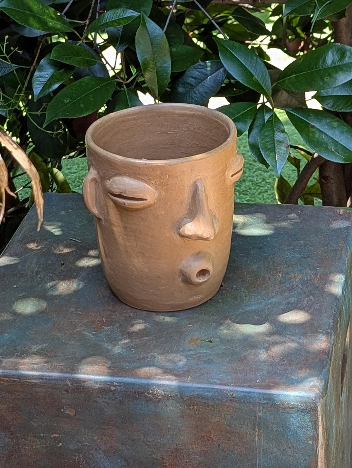 Whistling Face Planter is Handmade Mexican Pottery Home Decor from Atzompa, Oaxaca, Mexico