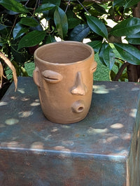 Whistling Face Planter is Handmade Mexican Pottery Home Decor from Atzompa, Oaxaca, Mexico