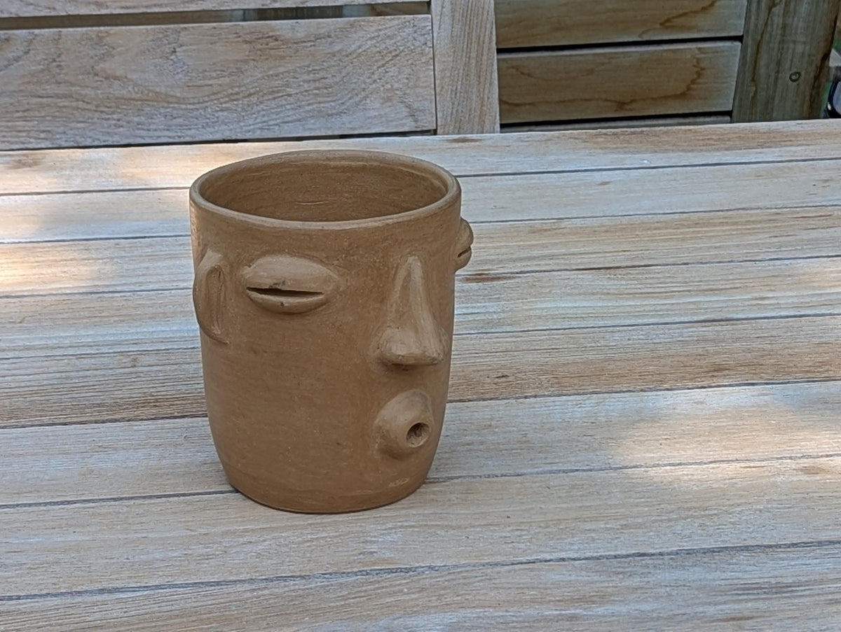 Whistling Face Planter is Handmade Mexican Pottery Home Decor from Atzompa, Oaxaca, Mexico