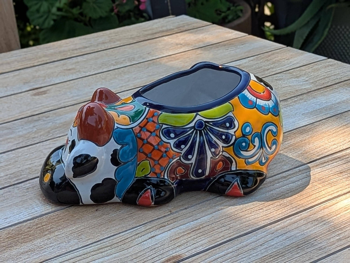 Cow Planter Talavera Pottery | Use Ceramic Cow Flower Pot for Outdoor or Indoor Plants, Handmade Cow Gifts