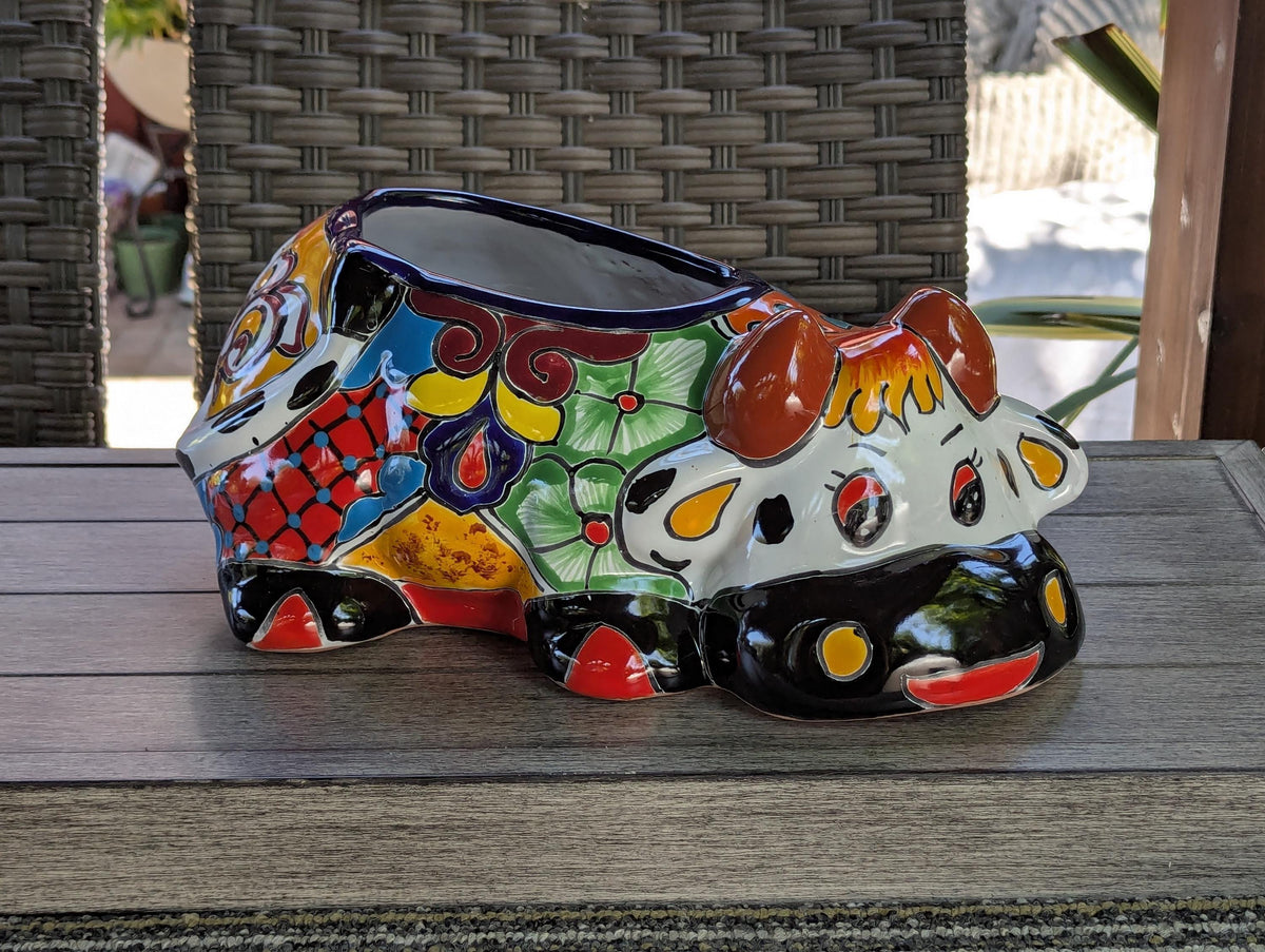 Cow Planter Talavera Pottery | Use Ceramic Cow Flower Pot for Outdoor or Indoor Plants, Handmade Cow Gifts