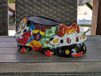 Cow Planter Talavera Pottery | Use Ceramic Cow Flower Pot for Outdoor or Indoor Plants, Handmade Cow Gifts