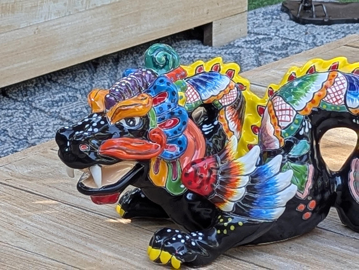 Pre-Order | Dragon Home Decor & Garden Art | Gorgeous Handmade Talavera Dragon - Enhance Your Home, Porch or Outdoor Decorations, Ships 10-1
