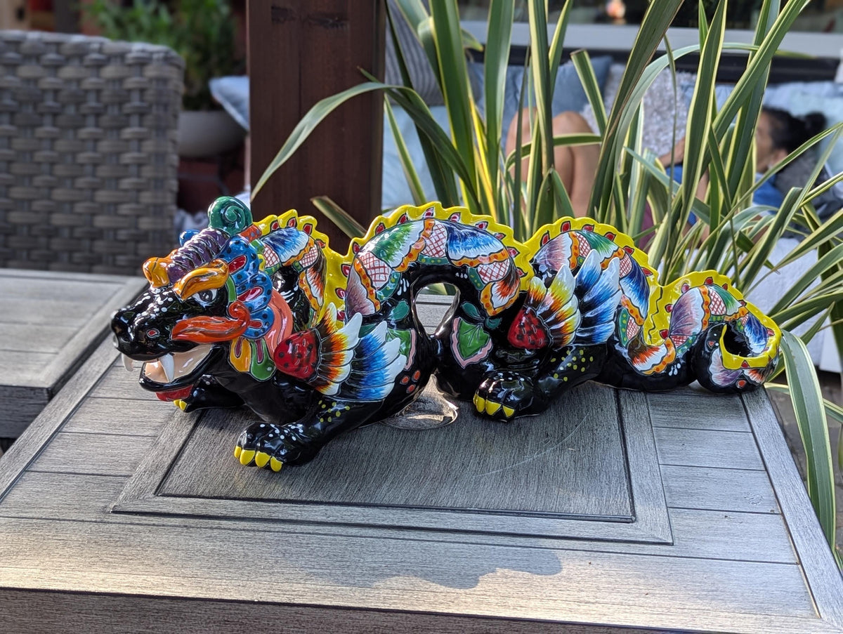 Pre-Order | Dragon Home Decor & Garden Art | Gorgeous Handmade Talavera Dragon - Enhance Your Home, Porch or Outdoor Decorations, Ships 10-1