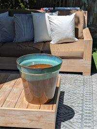 Handcrafted Ceramic Planter and Glazed Pot from Mexico – Green Oxide Aqua & Earth – Contemporary Outdoor Decor and Large Garden Plant Pot