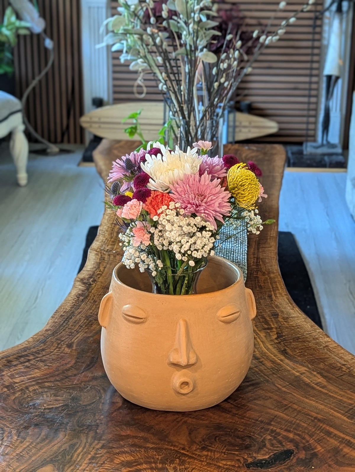 Big Face Whistler Planter Pot is Handmade Pottery of Atzompa, Mexico | Unique Plant Pot is Outdoor Garden Decor or Home Decor & Mexican Art