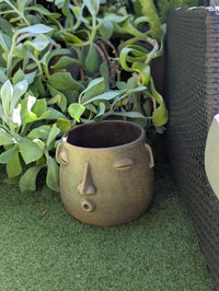 Big Face Whistler Planter Pot is Handmade Pottery of Atzompa, Mexico | Unique Plant Pot is Outdoor Garden Decor or Home Decor & Mexican Art,