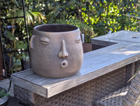 Big Face Whistler Planter Pot is Handmade Pottery of Atzompa, Mexico | Unique Plant Pot is Outdoor Garden Decor or Home Decor & Mexican Art,