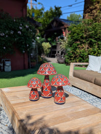 Mushroom Garden Decor | Set of 3 Handmade Ceramic Mexican Toadstools