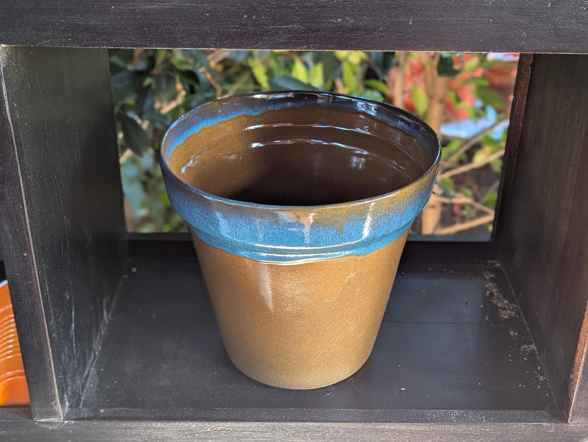 Handcrafted Mexican Ceramic Garden Planter: Aqua & Earth Glaze