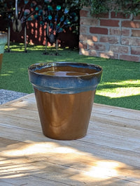 Handcrafted Mexican Ceramic Garden Planter: Aqua & Earth Glaze
