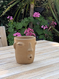 Whistling Face Planter is Handmade Mexican Pottery Home Decor from Atzompa, Oaxaca, Mexico