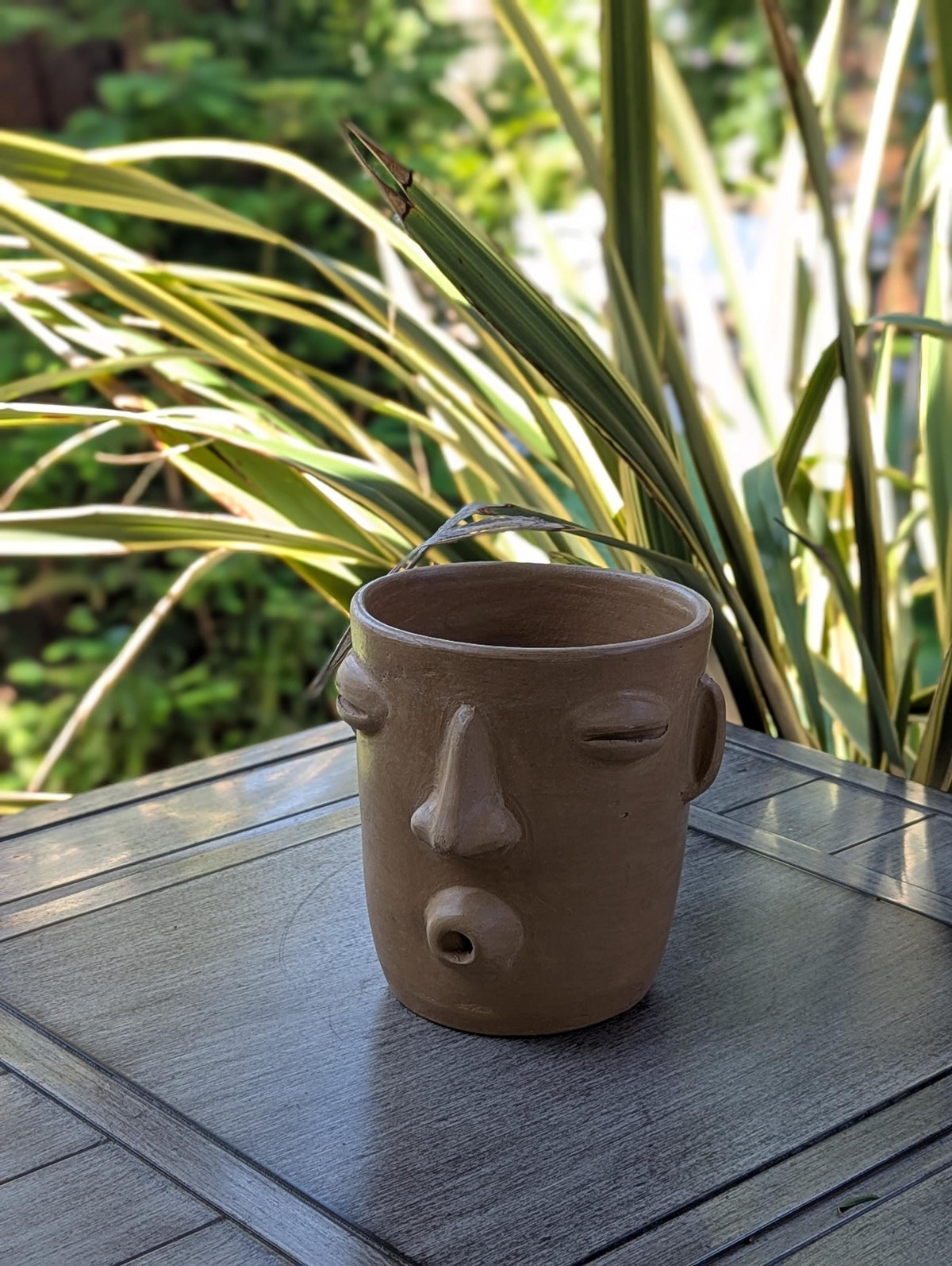 Whistling Face Planter is Handmade Mexican Pottery Home Decor from Atzompa, Oaxaca, Mexico