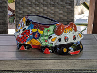 Cow Planter Talavera Pottery | Use Ceramic Cow Flower Pot for Outdoor or Indoor Plants, Handmade Cow Gifts