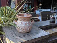 White Sunkist Ceramic Flower Pot is 10.5 inch Round Handmade Mexican Planter | Outdoor Garden Decor, Indoor Home Decor, Unique Housewarming Gift