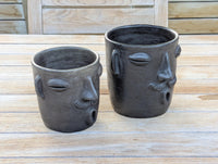 Mustache Whistler Face Planter & Flower Pot is Handmade Mexican Pottery from Atzompa Mexico | Use as Indoor Home Decor or Outdoor Yard Art